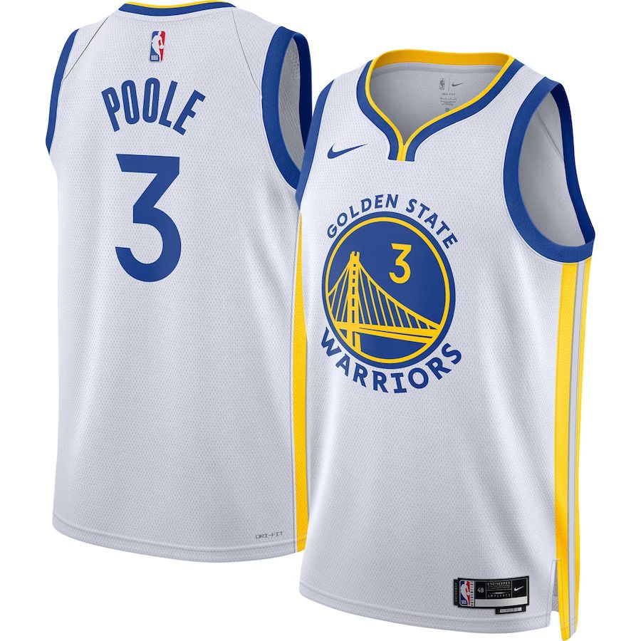 Men Golden State Warriors #3 Jordan Poole Nike White 2022-23 Swingman NBA Jersey->customized nba jersey->Custom Jersey